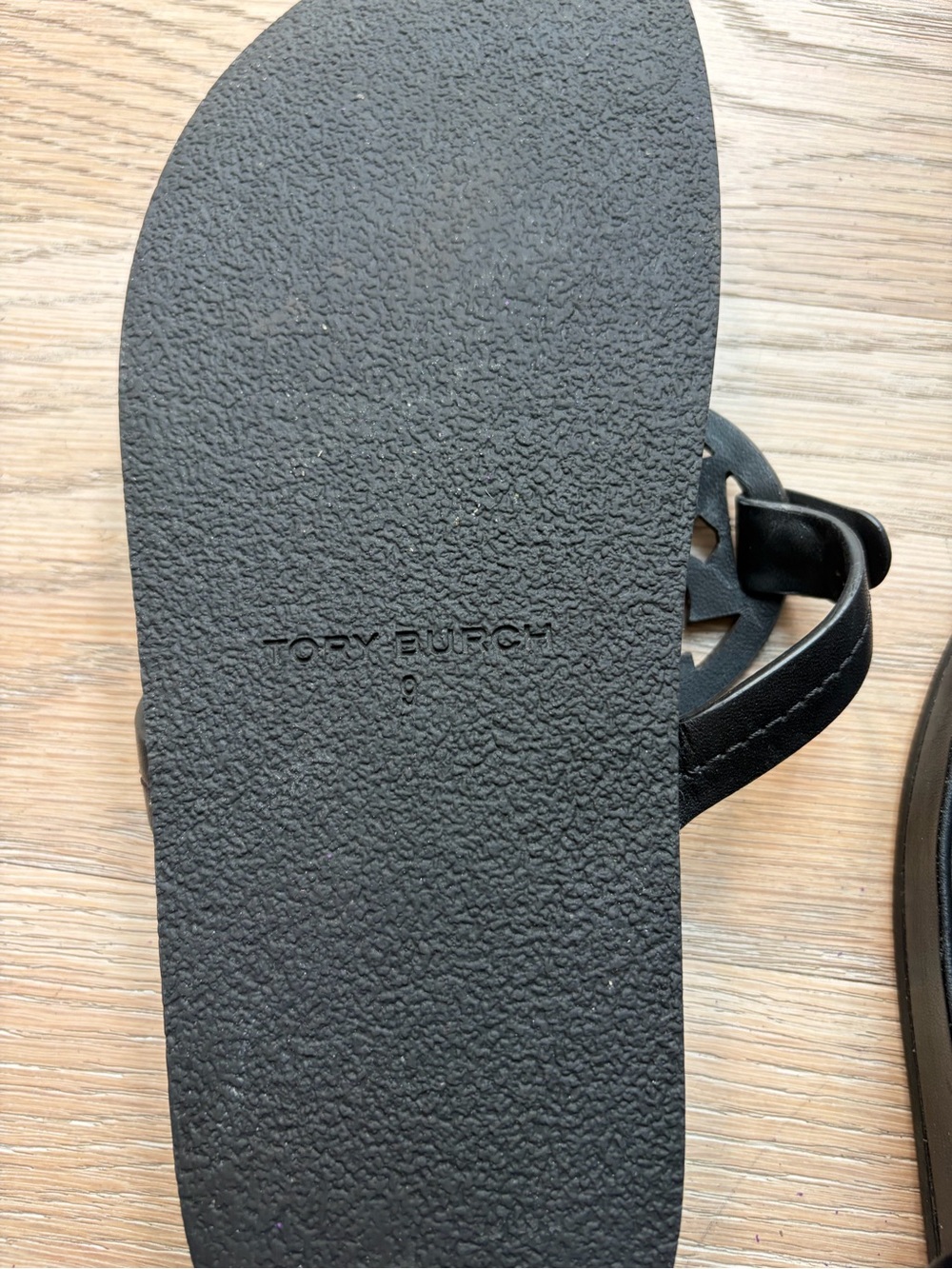 Tory Burch Black Logo Cutout Thong Sandals - Picture 4 of 4